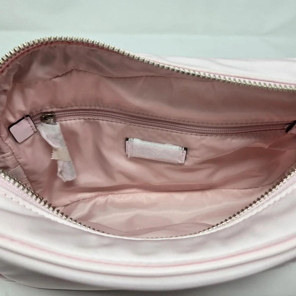 Tory Burch Virginia Crossbody Bag Women OS Pink New Nylon Double T Logo Pouch